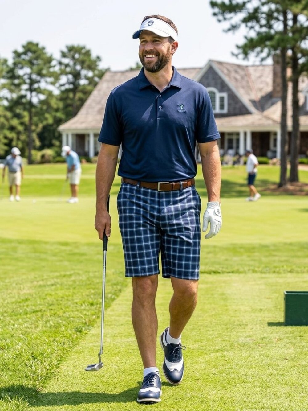 Greg Norman Blue Plaid Golf Shorts Size Men's 40